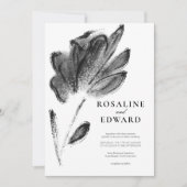 Elegant Black and White Waterverf Floral Wedding Kaart (Voorkant)