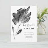 Elegant Black and White Waterverf Floral Wedding Kaart (Staand voorkant)