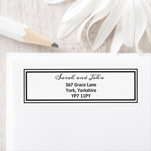 Elegant Black and White Wedding Address Label (Insitu)
