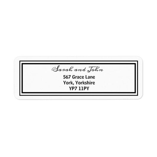 Elegant Black and White Wedding Address Label (Voorkant)
