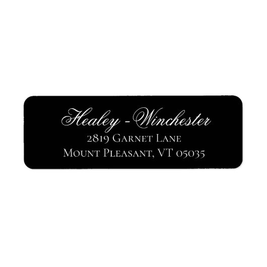 Elegant Black and White Wedding Address Label (Voorkant)