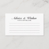 Elegant Black and White Wedding Advice and Wishes Advieskaart (Voorkant)