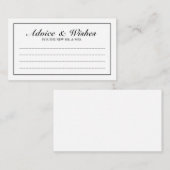 Elegant Black and White Wedding Advice and Wishes Advieskaart (Voorkant / Achterkant)