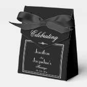 Elegant Black and White Wedding Bedankdoosjes (Voorkant Zijde)