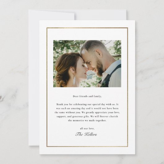 Elegant Black and White Wedding Bedankkaart (Achterkant)