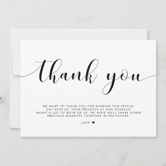 Elegant Black and White Wedding Bedankkaart (Voorkant)