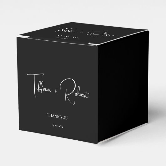 Elegant Black and White Wedding Bedankt Bedankdoosjes (Voorkant Zijde)