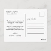 Elegant Black and White Wedding Bedankt Briefkaart (Achterkant)