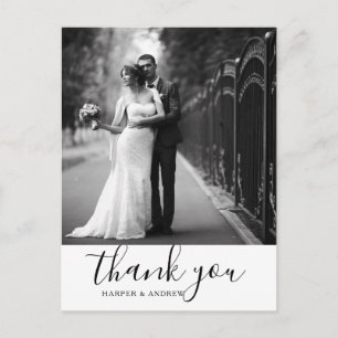 Elegant Black and White Wedding Bedankt Briefkaart