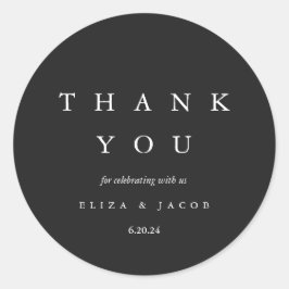 Elegant Black and White Wedding Bedankt Ronde Sticker