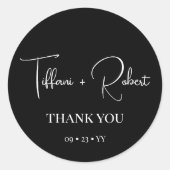 Elegant Black and White Wedding Bedankt Ronde Sticker (Voorkant)
