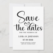 Elegant black and white wedding Calligraphy Save The Date (Voorkant)