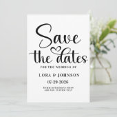 Elegant black and white wedding Calligraphy Save The Date (Staand voorkant)