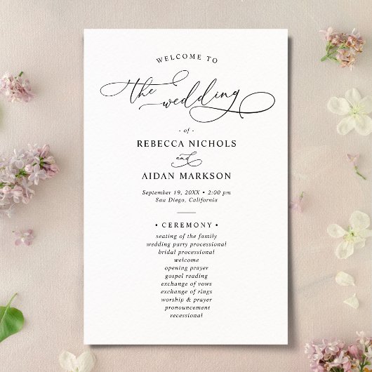 Elegant Black and White Wedding Ceremony Program