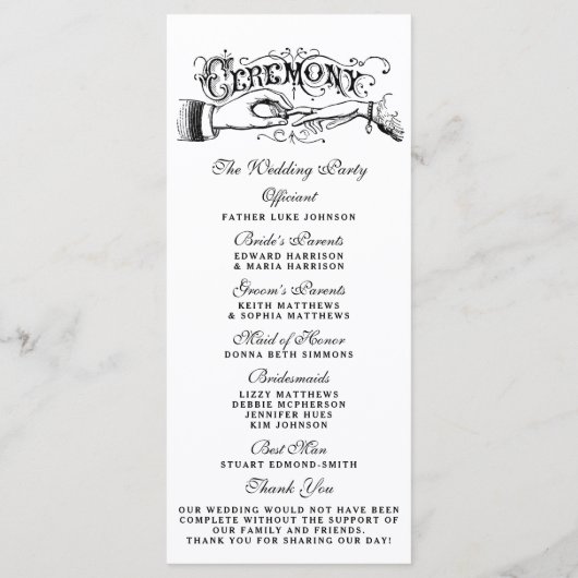 Elegant Black and White Wedding Ceremony Programma Programmakaart (Achterkant)