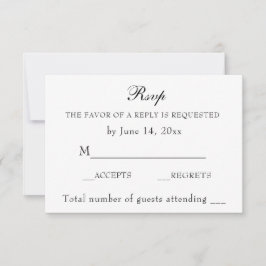 Elegant Black and White Wedding Classic RSVP Kaartje