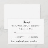 Elegant Black and White Wedding Classic RSVP Kaartje (Voorkant / Achterkant)
