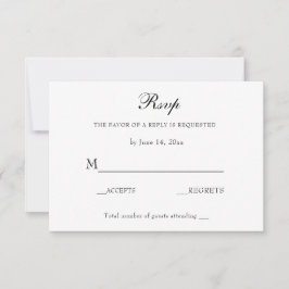 Elegant Black and White Wedding Classic RSVP Kaartje