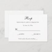 Elegant Black and White Wedding Classic RSVP Kaartje (Voorkant / Achterkant)