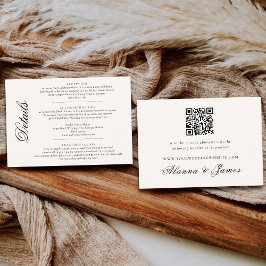 Elegant Black and White Wedding Details & QR RSVP Informatiekaartje
