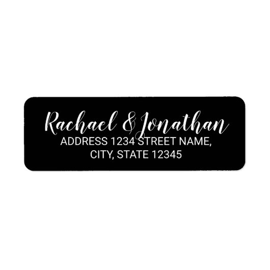 Elegant Black and White Wedding Etiket (Voorkant)
