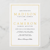 Elegant Black and White Wedding Folie Uitnodiging (Voorkant)