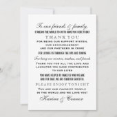 Elegant Black and White Wedding Guest Bedankkaart (Voorkant)