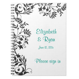 Elegant Black and White Wedding Guest Book Notitieboek