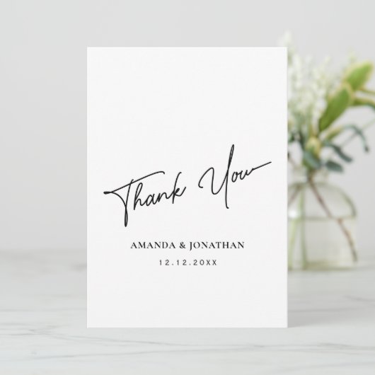 Elegant Black and White Wedding Hartelijk dank Bedankkaart (Staand voorkant)