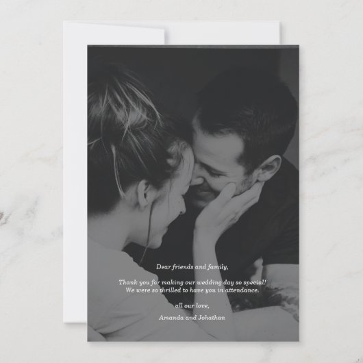 Elegant Black and White Wedding Hartelijk dank Bedankkaart (Achterkant)