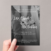 Elegant Black And White Wedding Invitation Acryl Uitnodigingen (Insitu (Draagbaar))