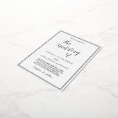 Elegant Black and White Wedding Invitation Folie Feestdagen Briefkaart (Gedraaid)