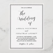 Elegant Black and White Wedding Invitation Folie Feestdagen Briefkaart (Voorkant)