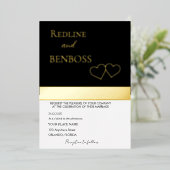 Elegant Black and white Wedding Invitation Gold Folie Uitnodiging (Staand Voorkant)