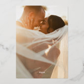 Elegant Black and white Wedding Invitation Gold Folie Uitnodiging (Achterkant)