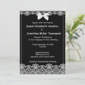 Elegant Black and White Wedding Invitation Kaart (Staand voorkant)