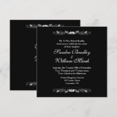 Elegant Black and White Wedding Invitation Kaart (Voorkant / Achterkant)