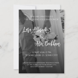 Elegant Black And White Wedding Invitation Kaart