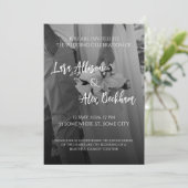 Elegant Black And White Wedding Invitation Kaart (Staand voorkant)