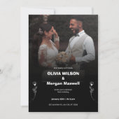 Elegant Black and White Wedding Invitation Kaart (Voorkant)
