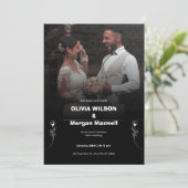 Elegant Black and White Wedding Invitation Kaart (Staand voorkant)
