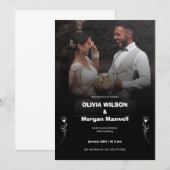 Elegant Black and White Wedding Invitation Kaart (Voorkant / Achterkant)