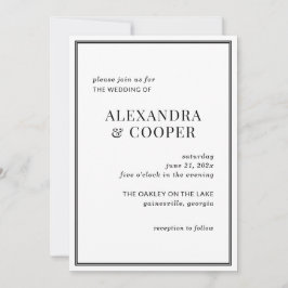 Elegant Black and White Wedding Invitation Kaart
