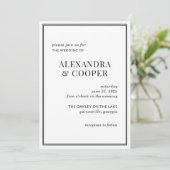 Elegant Black and White Wedding Invitation Kaart (Staand voorkant)