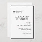 Elegant Black and White Wedding Invitation Kaart (Voorkant / Achterkant)
