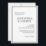 Elegant Black and White Wedding Invitation Kaart<br><div class="desc">Een elegante zwart-wit ontworpen bruiloft uitnodiging is perfect voor een klassieke of minimalistische bruiloft. Gewoon tekst en details personaliseren. Voor extra luxe,  print op metallic kaartvoorraad. Komt overeen met items in de moderne zwart-wit bruiloft suite.</div>