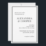 Elegant Black and White Wedding Invitation Kaart<br><div class="desc">Een elegante zwart-wit ontworpen bruiloft uitnodiging is perfect voor een klassieke of minimalistische bruiloft. Gewoon tekst en details personaliseren. Voor extra luxe,  print op metallic kaartvoorraad. Komt overeen met items in de moderne zwart-wit bruiloft suite.</div>