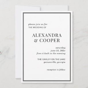 Elegant Black and White Wedding Invitation Kaart