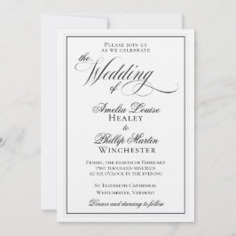 Elegant Black and White Wedding Invitation Kaart