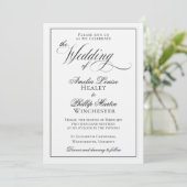 Elegant Black and White Wedding Invitation Kaart (Staand voorkant)